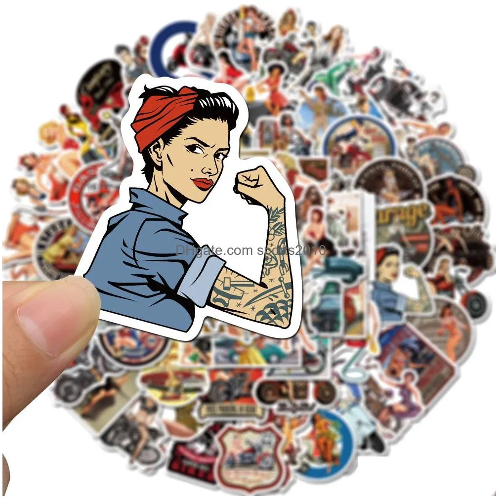Car Stickers 50/100Pcs Vintage Y Posters For Girls Notebook Stationery Scrapbook Craft Supplies Drop Delivery Automobiles Motorcycles Dhdwp