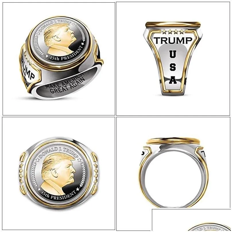 Party Favor Rings For Men Us President Trump Mens Jewelry Accessories Time Memory Souvenir Gift Fors And Women Size 7-12 Drop Deliver Dhhyd