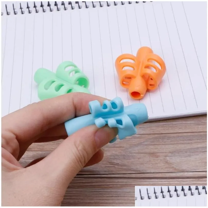 Other Office & School Supplies Wholesale Colorf Pencil Grips Pen Holder Sile Baby Learning Writing Tool Correction Device Partner Stud Dht0C
