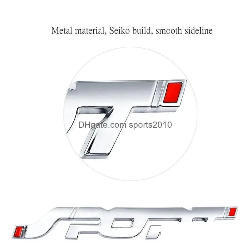 Other Interior Accessories New 3D Chrome Metal Sticker Car Styling Sport Word Letter Emblem Badge Decal Motorcycle Drop Delivery Autom Dhjus