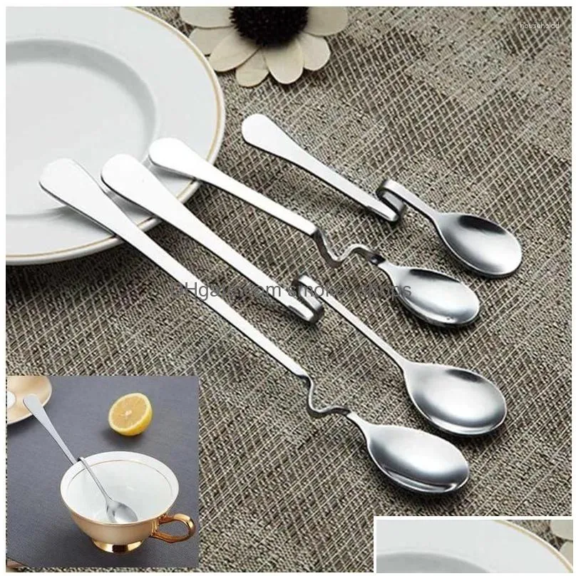 spoons 1pcs bend stainless steel coffee spoon ice cream dessert tea for picnic kitchen accessories tableware