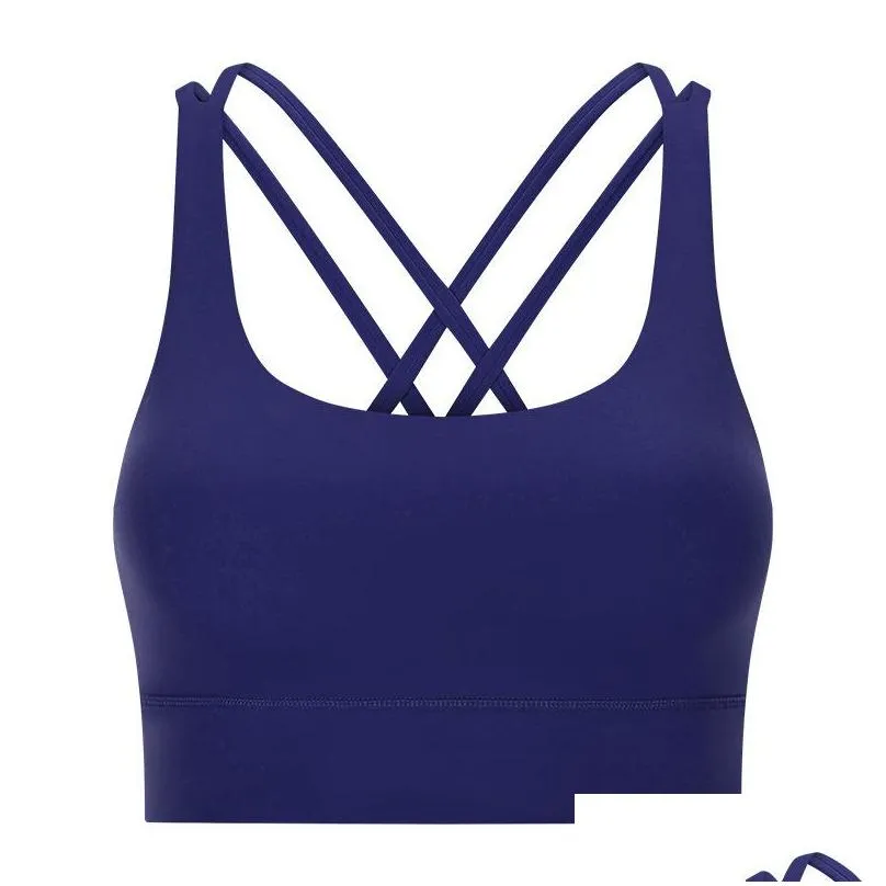 Yoga Outfit Beautif Strappy Workout Sports Bras Tops Lu-122 Women Naked-Feel Wireless Fitness Padded Push Up Athletic Drop Delivery Ou Dhhog