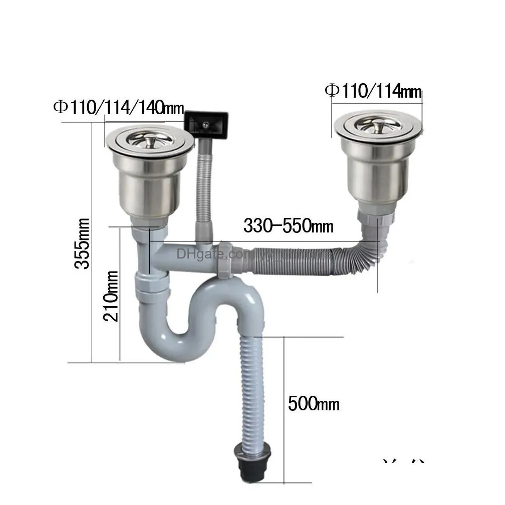 drains talea double sink vertical type with overflow pipe kit basin waste set sink strainer disposer drain hose plastic flexible flume