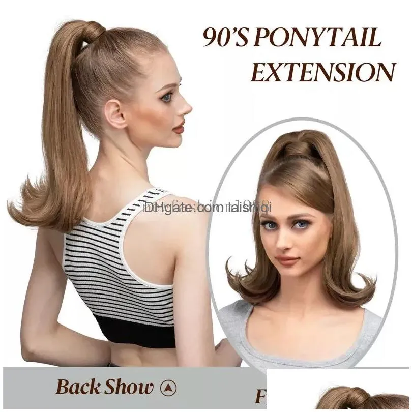 wavy 17inch ponytial extension synthetic hairpiece with wrap around clip for women add volume and style to your hair hair accessories