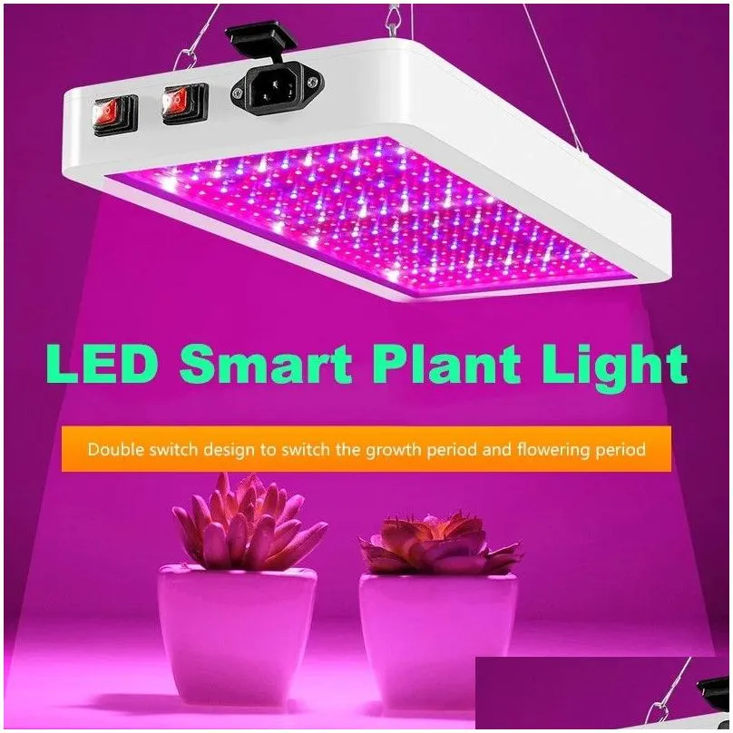 Grow Lights Led Light 2000W 3000W Double Switch Phytolamp Waterproof Chip Growth Lamp Fl Spectrum Plant Box Lighting Indoor Drop Deliv Dh6Ar