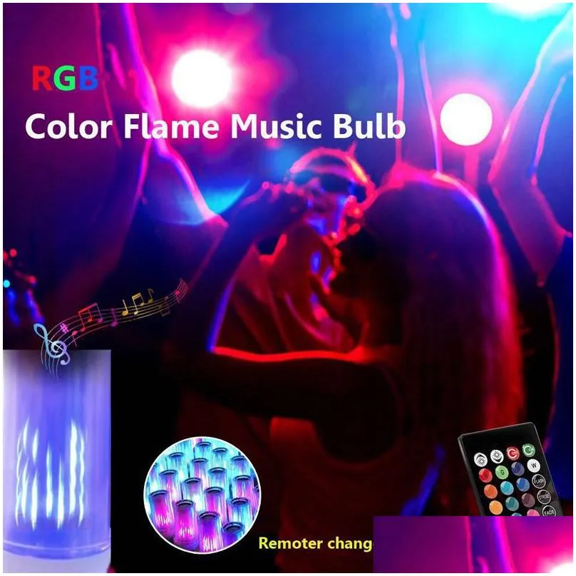 Led Bulbs Music Bb Light E27 Dimming Bluetooth Speaker Rgb Flame Effect Lamp With 24 Keys Remote Control Drop Delivery Lights Lighting Dhkhb