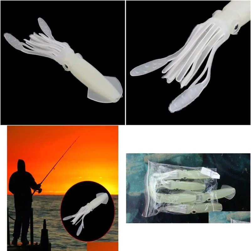 whole 10cm9g Soft Fishing Octopus Squid Bodies Skirts Luminous Lures Baits Glow in Dark Silicone Soft bait8586304