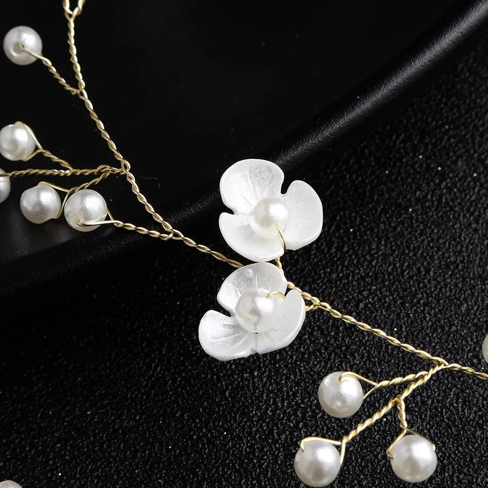 Newest Small White Flower Handmade Headbands Fashion Acrylic Crystal Wedding Hair Accessories Flexible Jewelry for Women JCG1216664805