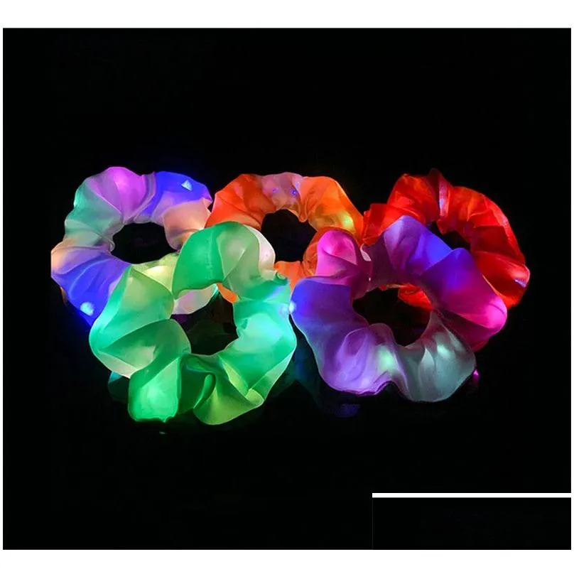 Hair Accessories Led Luminous Bands Scrunchies Women Girls Headwear Rope Simple Wrist Band Rings Rubber Drop Delivery Products Tools Dhl9C