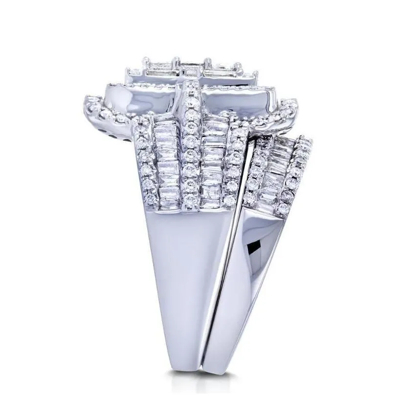 Ring Engagement Rings For Women Charm Female White Crystal Stone Set Luxury Big Silver Color For Vintage Bridal Square