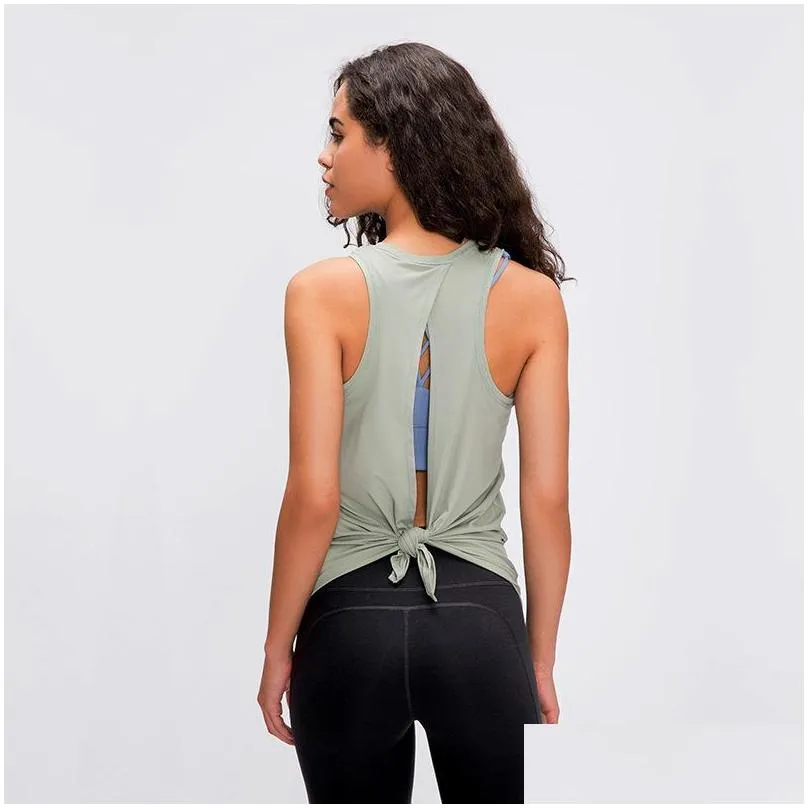 Yoga Outfit Outdoors Backless Y Lady T-Shirt Lu-72 Naked Clothing G Top Sports Fitness Vest New Breathable Running Quick-Drying Drop D Dh73P