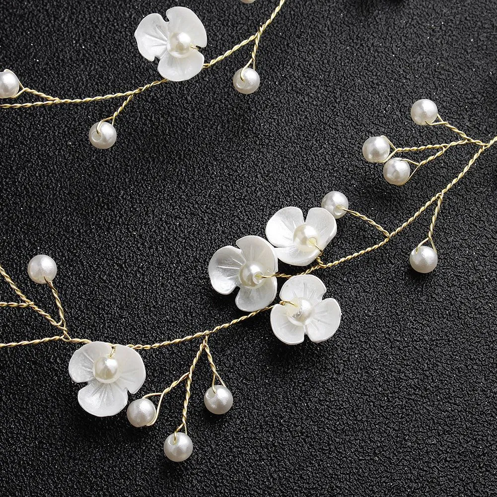 Newest Small White Flower Handmade Headbands Fashion Acrylic Crystal Wedding Hair Accessories Flexible Jewelry for Women JCG1216664805