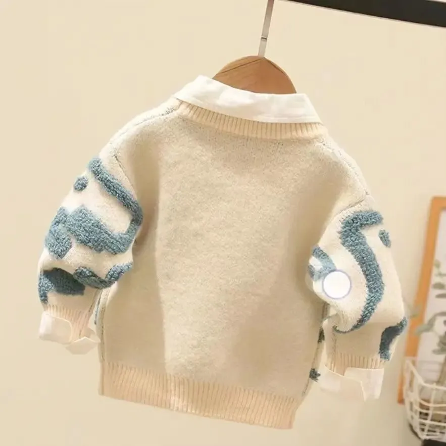 Pullover Cardigan 2023 Autumn Winter Baby Kids Boys Long Sleeve Solid Color Knit Sweater Baby Kids Boys Girls Pullover Sweaters Jumper Clothes
