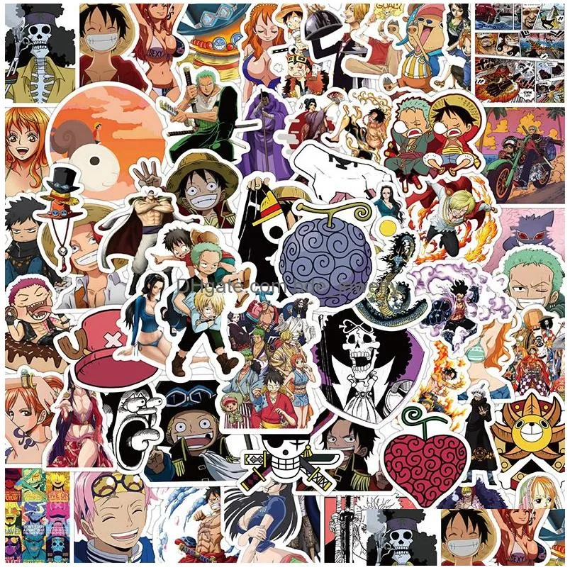 cartoon anime stickers 48 50 60 100 pcs comic one piece manga graffiti diy paster luggage laptop skateboard phone decal sticker toy set another 7