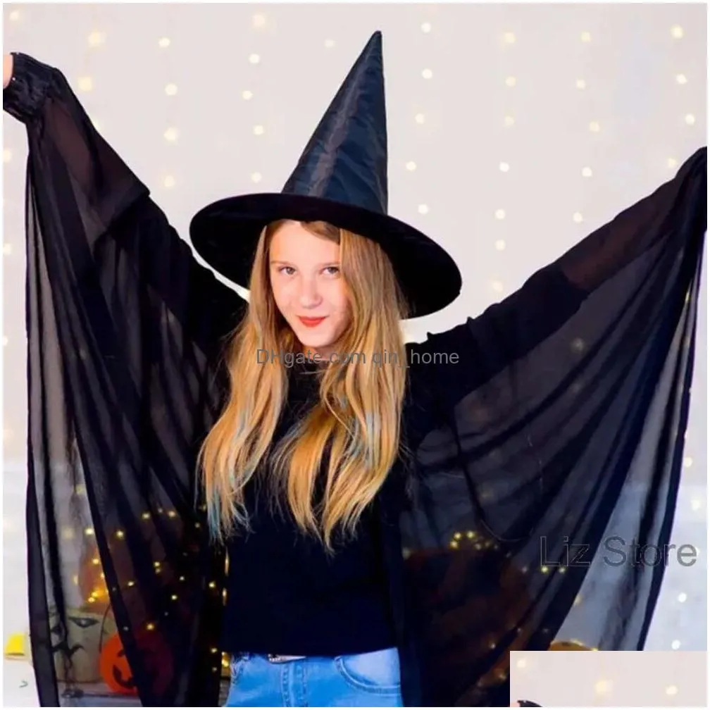 witch women men halloween black for accessory cool adult wizard hats costume party props magic top hat th1145
