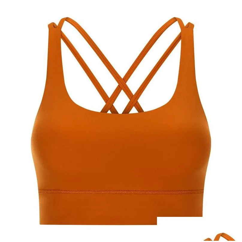 Yoga Outfit Beautif Strappy Workout Sports Bras Tops Lu-122 Women Naked-Feel Wireless Fitness Padded Push Up Athletic Drop Delivery Ou Dhhog