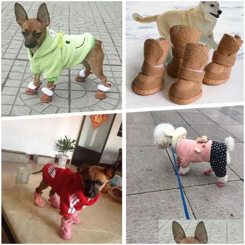 dog apparel 4pcs pet shoes waterproof winter boots socks anti-slip puppy cat rain snow booties footwear for small dogs chihuahua