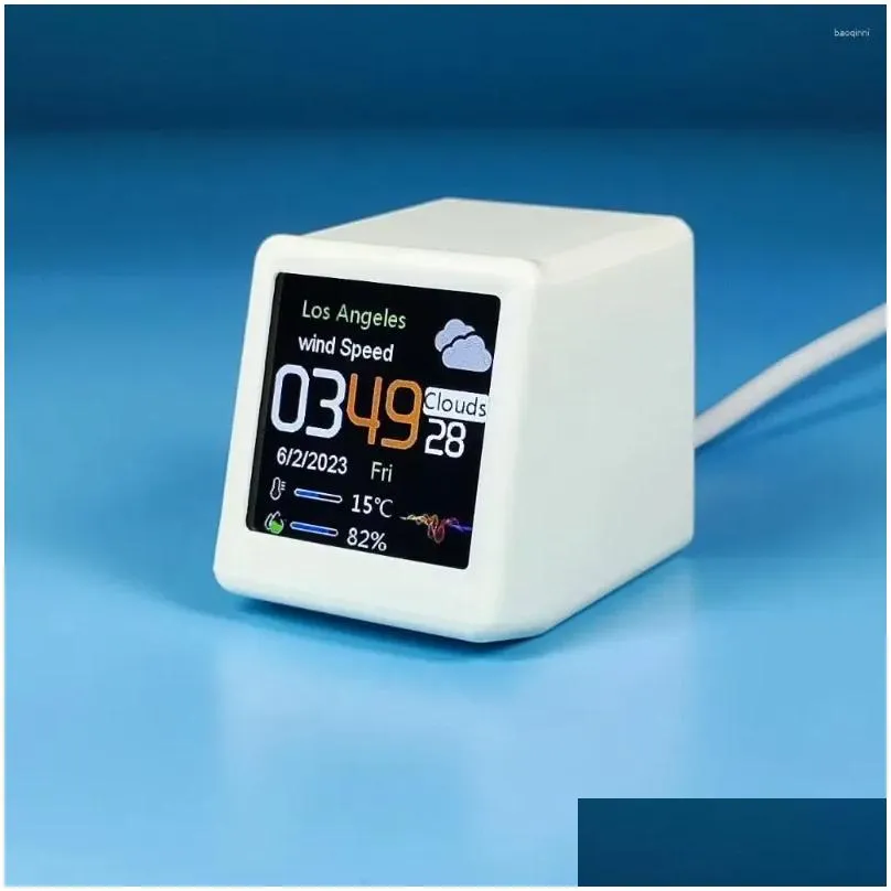 Desk & Table Clocks Lectronic Smart Clock Wifi With Fl Sn Gif Animation Weather Forecast Station Plastic Usb Charging Mini Drop Delive Dhv7U