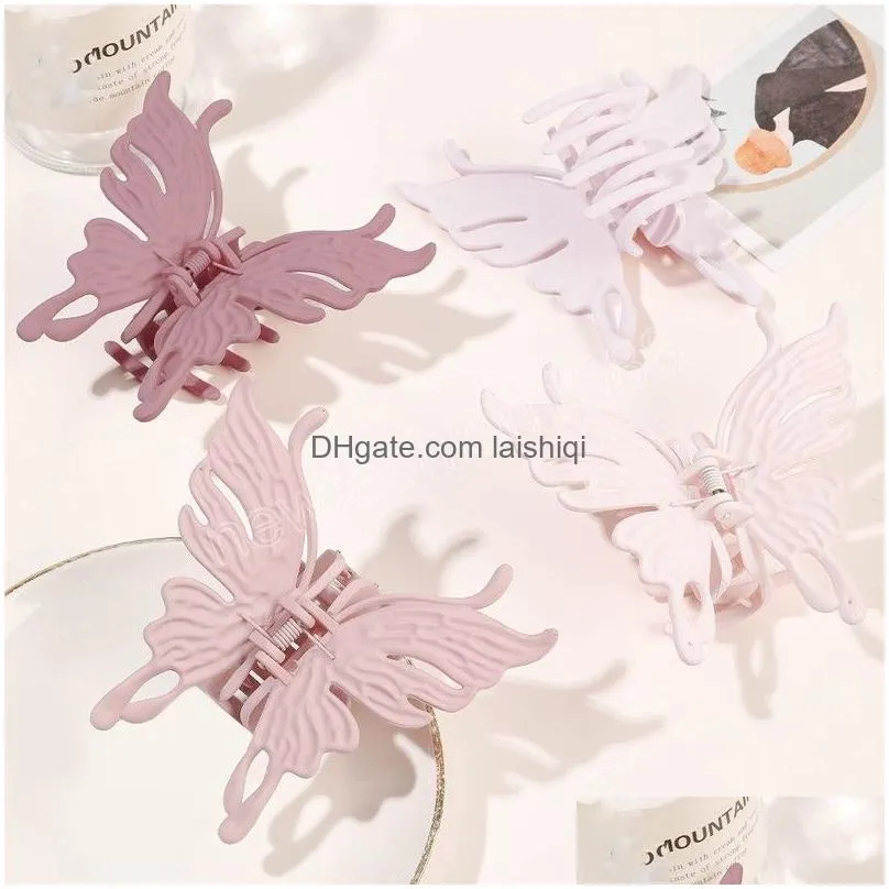 butterfly hair clip catch clip fashion solid color frosted hair clip back head hairpin headdress women hair accessories