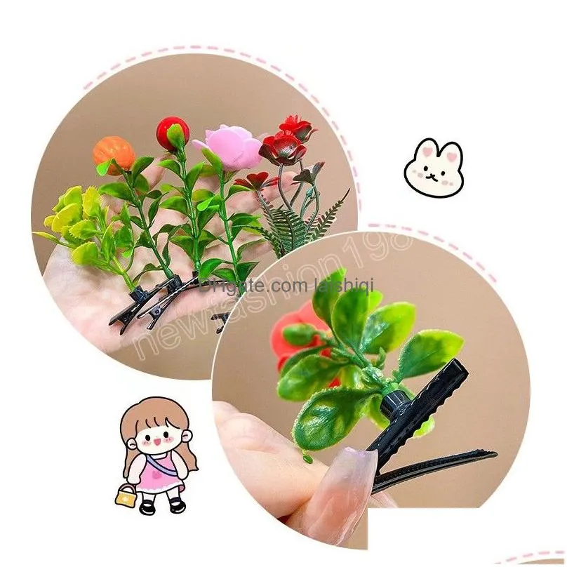 10pcs/set creative grass flower hair clips for girls bean sprout hairpin party hair decoration for women headwear
