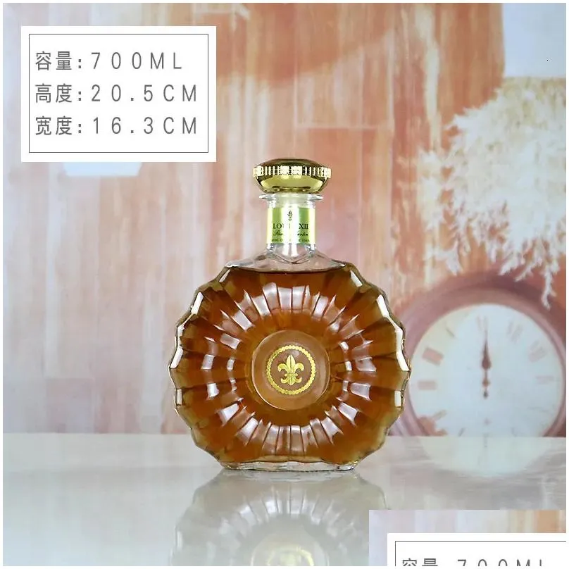 Bar Tools 700ML novelty round shaped leadfree glass whiskey decanter bottle home drinking wine 230612