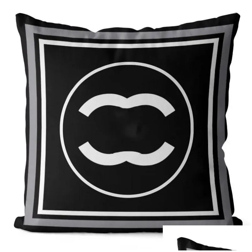 designer throw pillow black and white pillow letter logo home pillow cover sofa decoration cushion pure cotton comfortable cushion 45 x 45cm pillow core