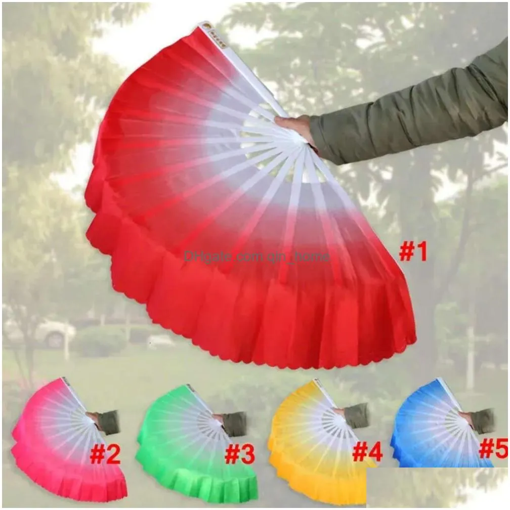 colors 5 chinese silk weil dance available for white fan bone wedding folding hand fan party favor
