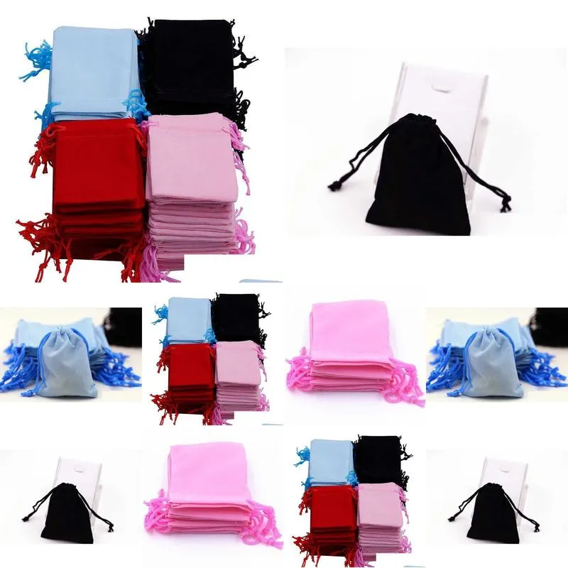 7x9cm velvet drawstring pouch bag jewelry bag christmas wedding gift bag black red pink blue jewelry packaging display