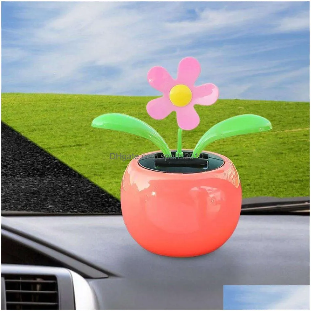 Car Tissue Box New Dashboard Flower Suower Solar Dancing Decoration Ornaments For Windowsill Office Home Drop Delivery Automobiles Mot Dhpm4