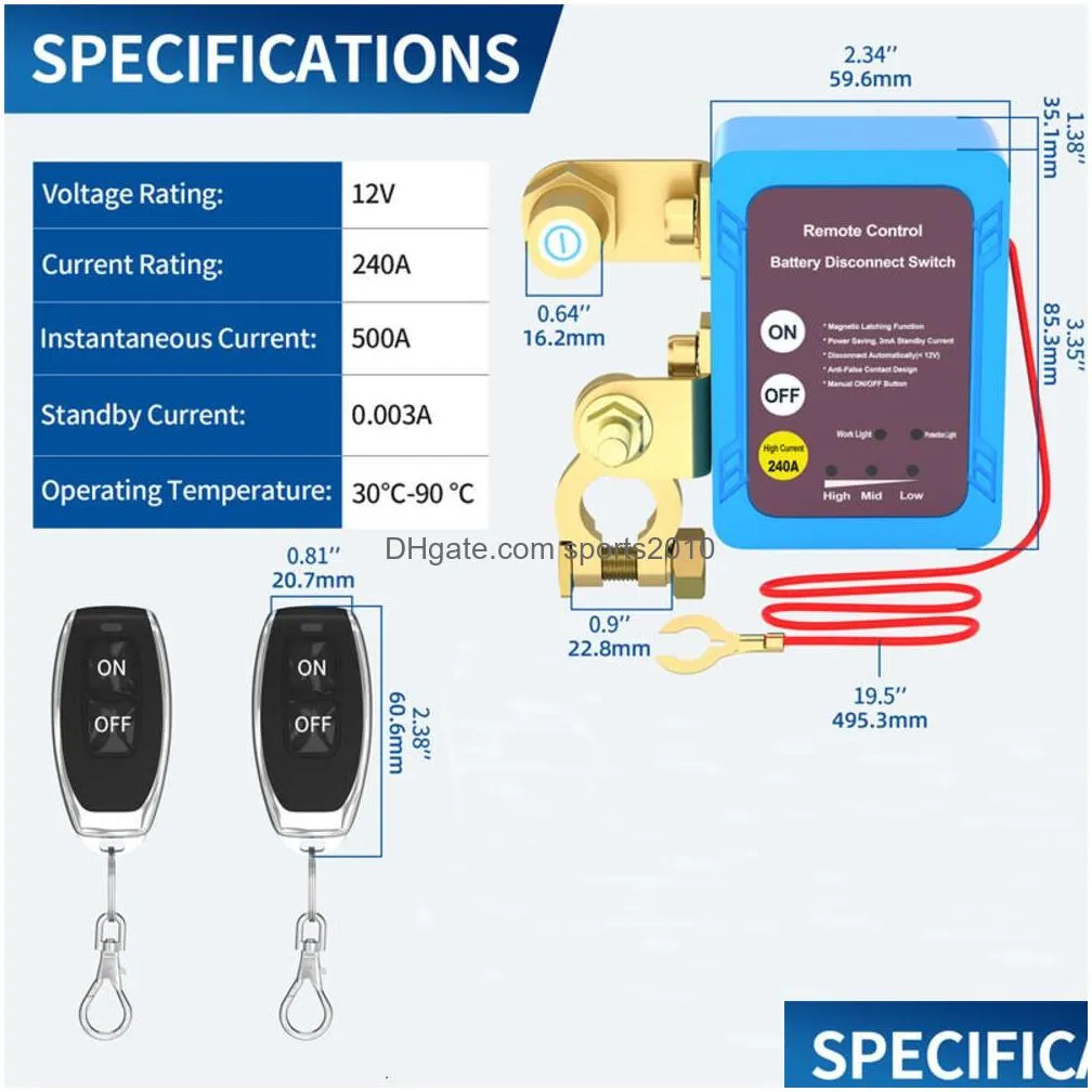 Other Interior Accessories New Matic Power Shut Off Cut Switch Remote Control 12V 240A Kill Battery Disconnect For Car Truck Boat Drop Dhq4P