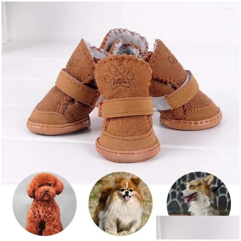 dog apparel 4pcs pet shoes waterproof winter boots socks anti-slip puppy cat rain snow booties footwear for small dogs chihuahua