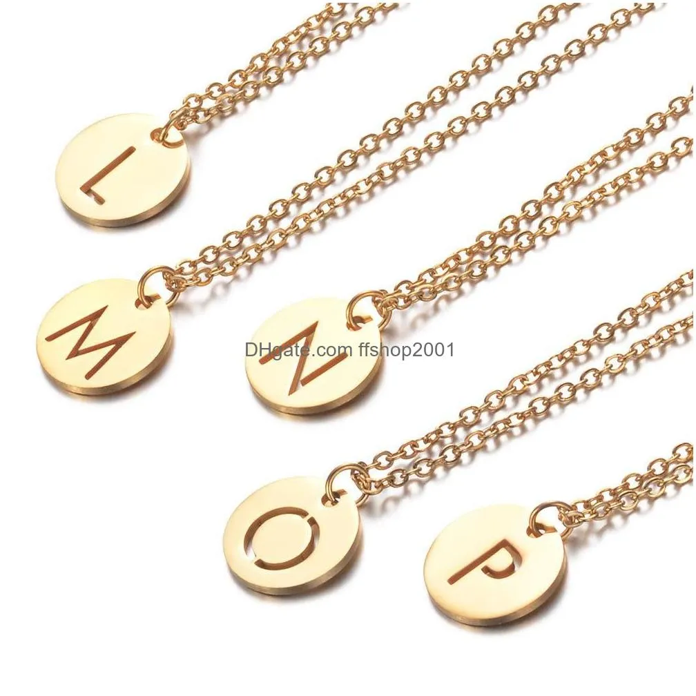 gold initials necklace 316l stainless steel women jewelry choker a-z 26 letters hollow-out gold plated initial pendant necklace gifts