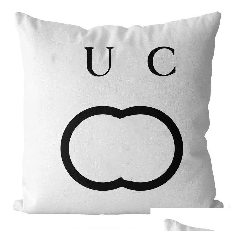 designer black and white throw pillow classic letter logo printed home pillow cover minimalist sofa decoration cushion 45 x 45cm pillow core