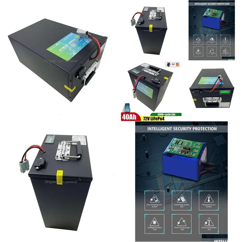 72v 40ah lithium iron lifepo4 battery bluetooth bms app for 3000w scooter motorcycle forklift crane truck addcharger