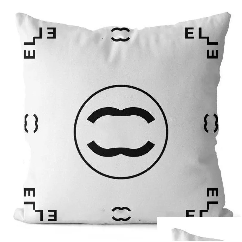 designer throw pillow black and white pillow letter logo home pillow cover sofa decoration cushion pure cotton comfortable cushion 45 x 45cm pillow core