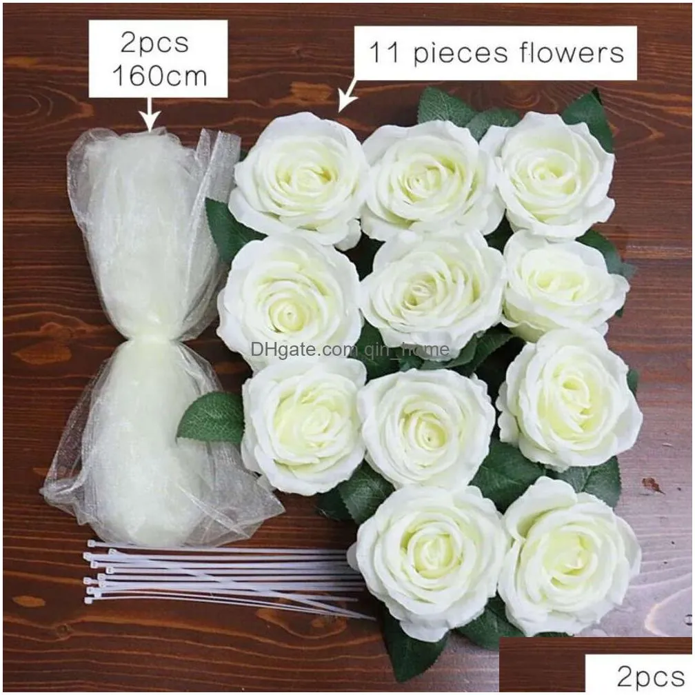 wedding bridal decoration artificial door car handle ribbons silk corner flower galand with tulle gifts set