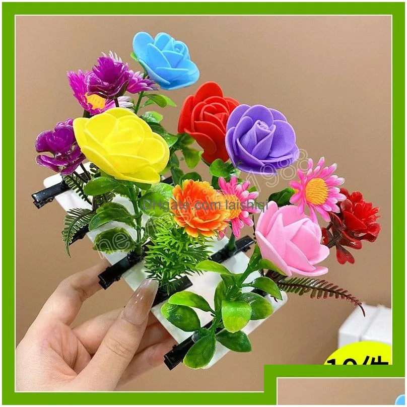 10pcs/set creative grass flower hair clips for girls bean sprout hairpin party hair decoration for women headwear