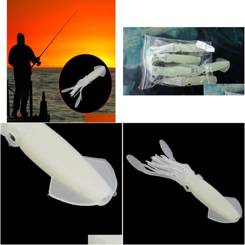 whole 10cm9g Soft Fishing Octopus Squid Bodies Skirts Luminous Lures Baits Glow in Dark Silicone Soft bait8586304