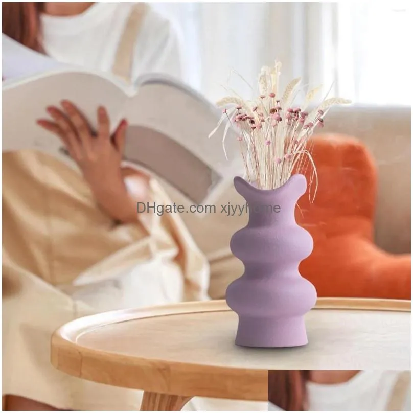 Vases Ceramic Flower Vase Elegant Minimalism Modern Decorative Simple For Cabinet Shelf Desk Centerpiece Wedding Drop Delivery Dhrv3