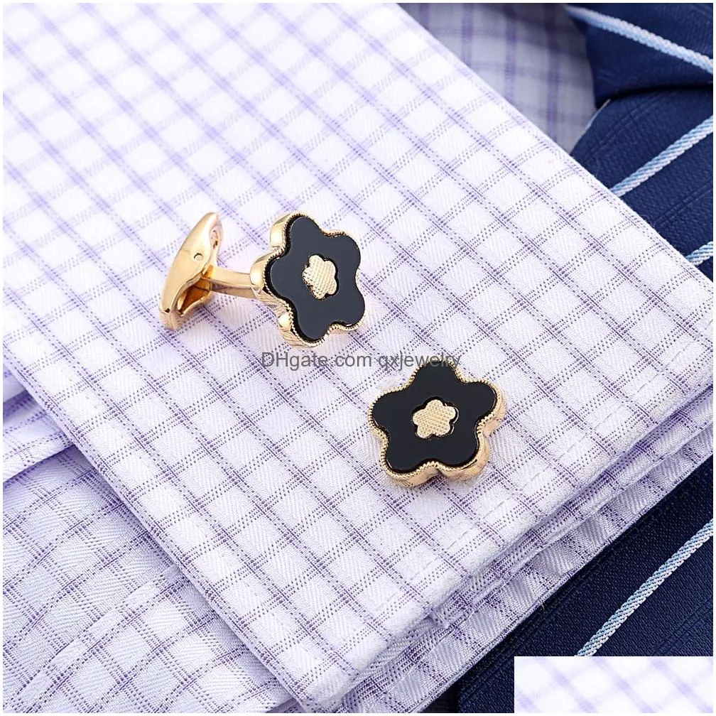 Cuff Links Gold Flower French Cufflinks Jewelry Shirt Cufflink For Mens Brand Fashion Link Wedding Groom Button Ae587392456197 Drop De Dhqnu