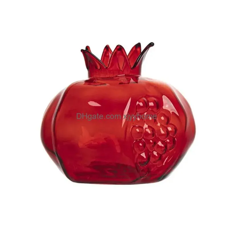 Vases Pomegranate Vase Glass Home Decor Fruit Room Creative Cachepot Decoration Flower Drop Delivery Dhuht