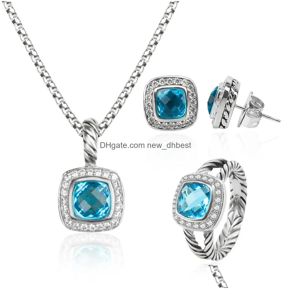 Bracelet, Earrings & Necklace Ring Jewelry Set Diamonds Pendant And Earring Luxury Women Gifts9406417 Drop Delivery Sets Dhsud