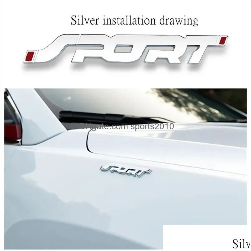 Other Interior Accessories New 3D Chrome Metal Sticker Car Styling Sport Word Letter Emblem Badge Decal Motorcycle Drop Delivery Autom Dhjus