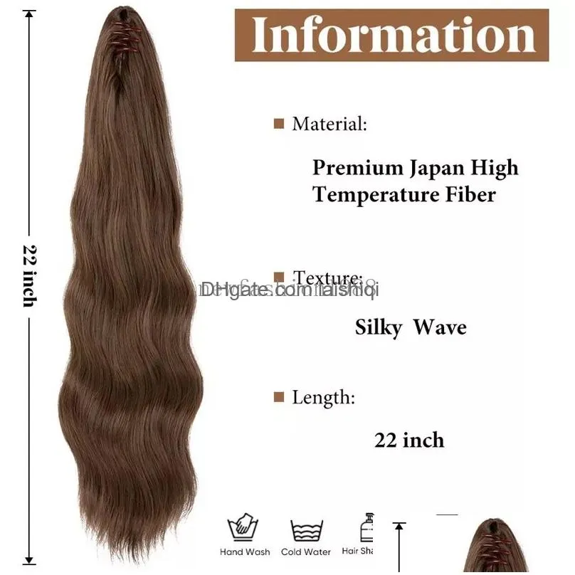 22 inch claw clip wavy ponytail extension 20 in long wavy ombre blonde ponytail hair extensions synthetic claw clip in ponytail hairpieces for women girl daily