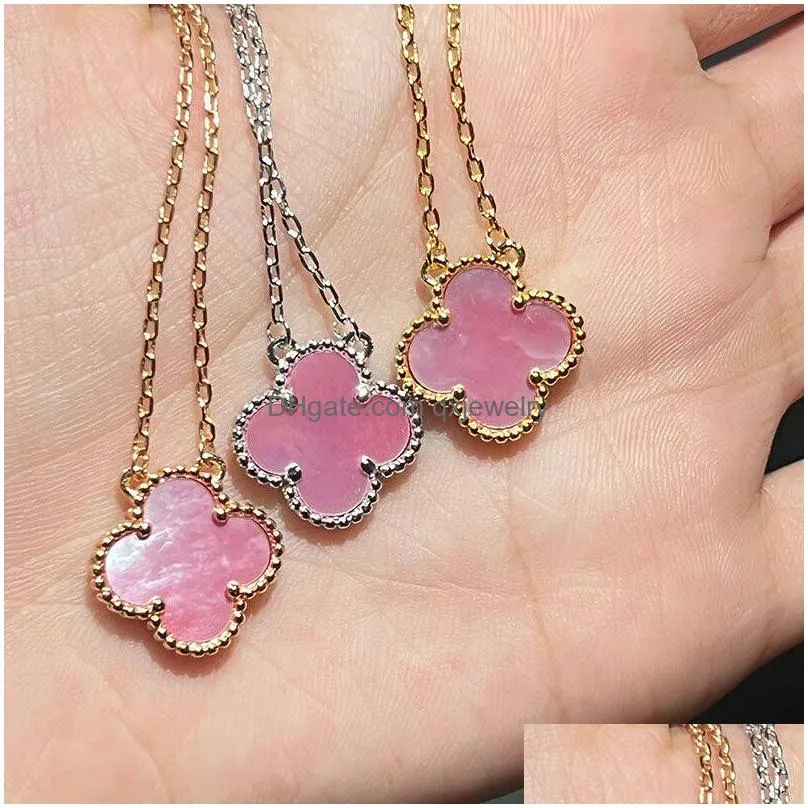 Pendant Necklaces Various 4 Four Leaf Clover Rose Gold Sier Necklace Jewlery For Women Designer Platinum Jewelries Woman Man Charms Li Dhb4N