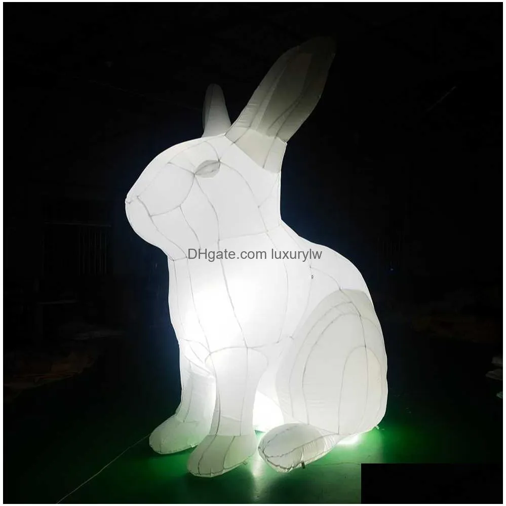 Walking Balls 4Mh Inflatable Rabbit Easter Bunny Model Invade Public Spaces Around The World With Led Drop Delivery Sports Outdoors Wa Dhbgx