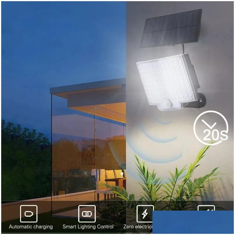 Solar Wall Lights 106Led Super Bright Outdoor Motion Sensor Led Garden Lamp Spotlight Ip65 Waterproof 4 Working Drop Delivery Lighting Dhuyg