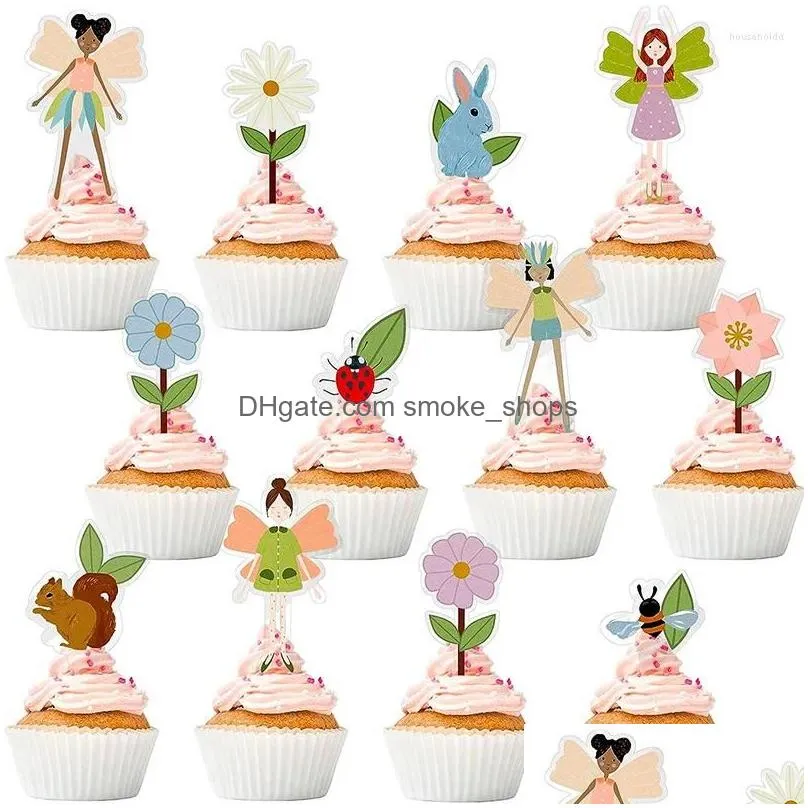 cake tools 24pcs woodland fairy cupcake toppers theme decorations girls birthday tea party baby shower cup