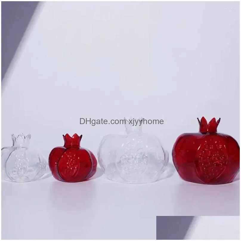 Vases Pomegranate Vase Glass Home Decor Fruit Room Creative Cachepot Decoration Flower Drop Delivery Dhuht
