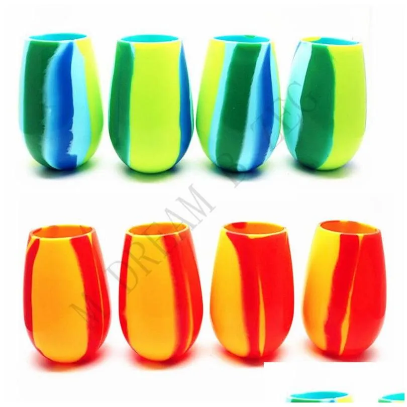 Wine Glasses Colorf Camouflage Sile Red Glass Cups 300Ml Beer Collapsible Stemless Cup Drinkware Coffee Mug Drop Delivery Home Garden Dhwj1